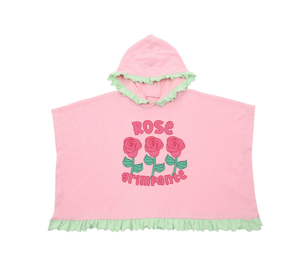 BEBEBEBE SUMMER Cream rose frill poncho towel (PINK)