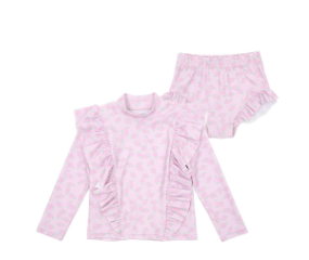 BEBEBEBE SUMMER Cream rose frill rash guard SET (PINK)