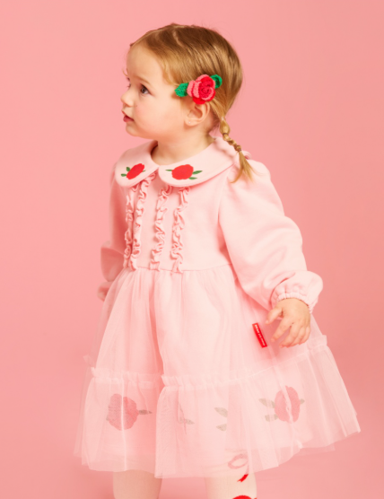 BEBE DE PINO 	Rose baby tutu collar dress