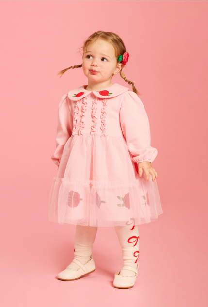 BEBE DE PINO 	Rose baby tutu collar dress