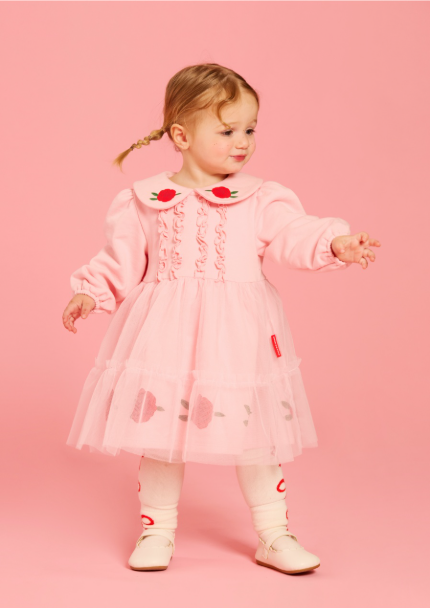 BEBE DE PINO 	Rose baby tutu collar dress