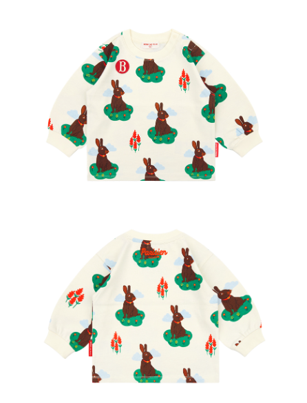BEBE DE PINO All over rabbit baby long sleeve tee