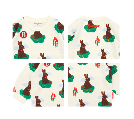 BEBE DE PINO All over rabbit baby long sleeve tee