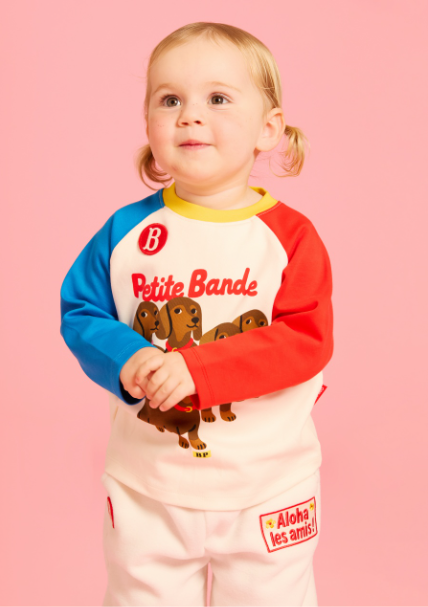 BEBE DE PINO Dachshunds baby color block raglan tee