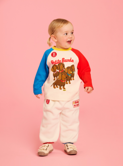 BEBE DE PINO Dachshunds baby color block raglan tee