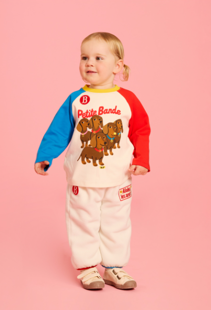 BEBE DE PINO Dachshunds baby color block raglan tee