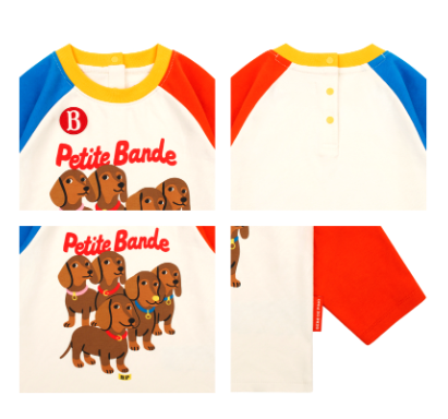 BEBE DE PINO Dachshunds baby color block raglan tee