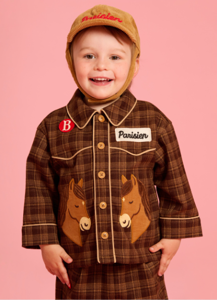 BEBE DE PINO  Pony baby western plannel check shirt