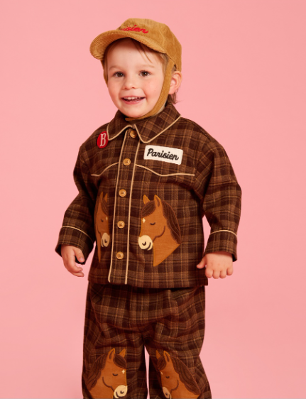 BEBE DE PINO Pony baby plannel check pants