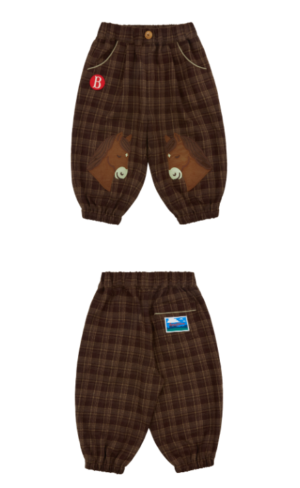 BEBE DE PINO Pony baby plannel check pants