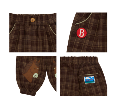 BEBE DE PINO Pony baby plannel check pants