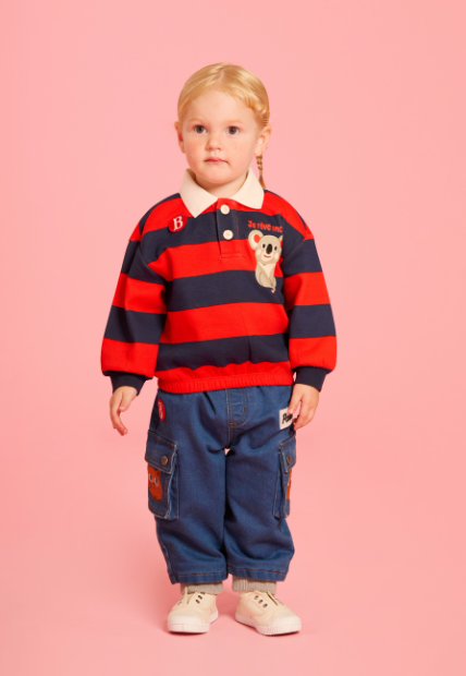BEBE DE PINO Aloha cat baby out pocket jersey denim pants