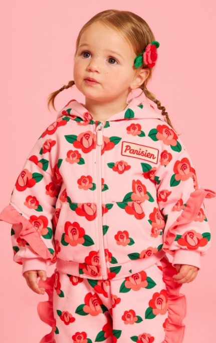 BEBE DE PINO Baby Camellia All-Over Frill Zip-Up Hoodie
