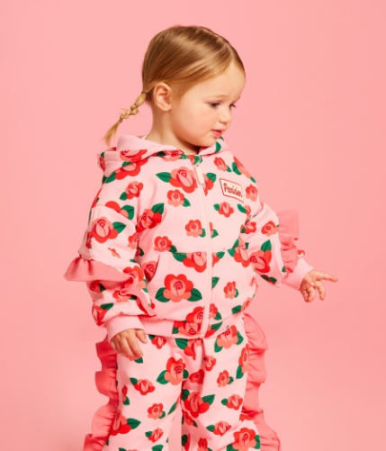 BEBE DE PINO Baby Camellia All-Over Frill Zip-Up Hoodie