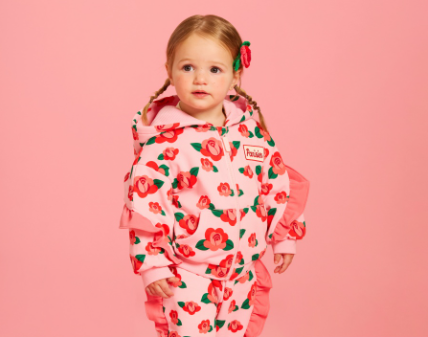 BEBE DE PINO All over camellia baby frill sweatpants