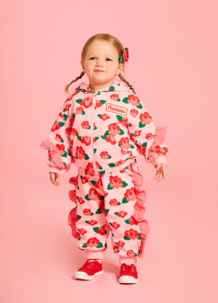 BEBE DE PINO All over camellia baby frill sweatpants