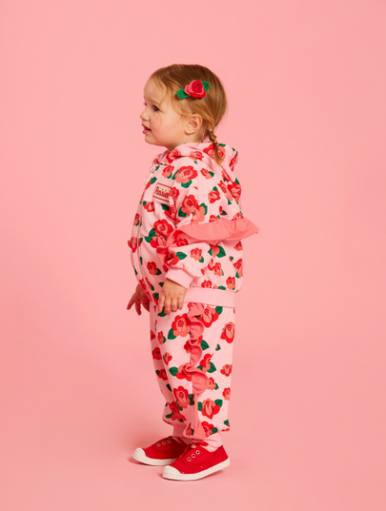 BEBE DE PINO All over camellia baby frill sweatpants
