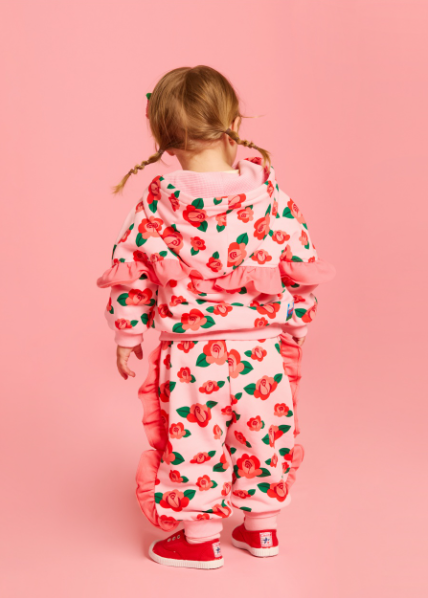 BEBE DE PINO All over camellia baby frill sweatpants