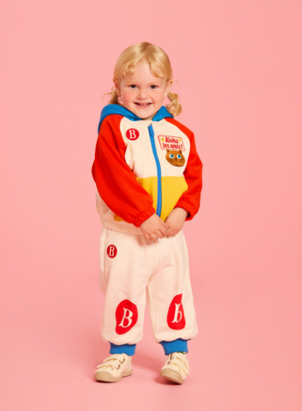BEBE DE PINO Aloha cat baby color block hoodie zip up jacket
