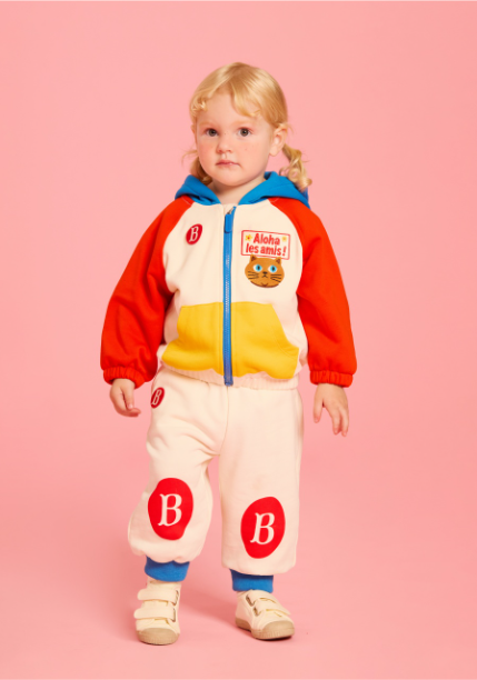 BEBE DE PINO Aloha cat baby color block hoodie zip up jacket