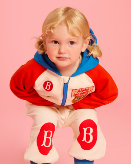 BEBE DE PINO Aloha cat baby color block hoodie zip up jacket