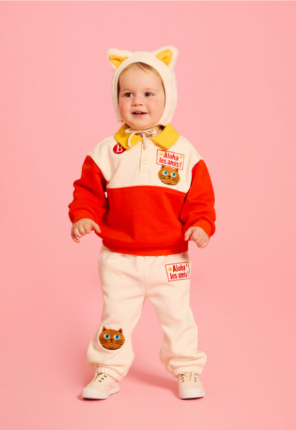 BEBE DE PINO Aloha cat baby color block sweatshirt