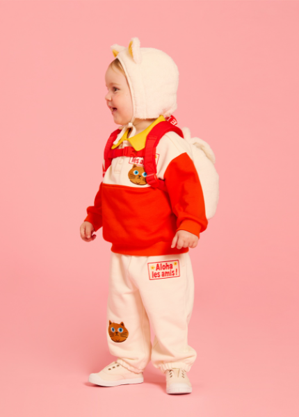 BEBE DE PINO Aloha cat baby color block sweatshirt