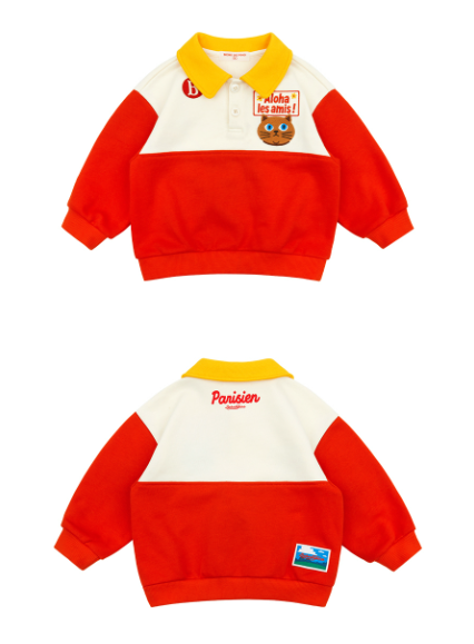 BEBE DE PINO Aloha cat baby color block sweatshirt