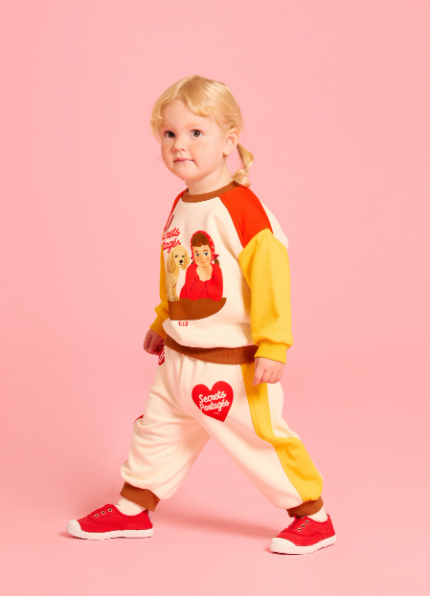 BEBE DE PINO Parisien friends baby color block sweatshirt