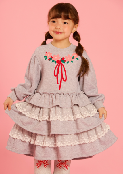 BEBE DE PINO Stripe ribbon boots cut frill leggings