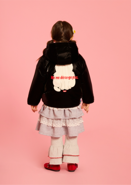 BEBE DE PINO Stripe ribbon boots cut frill leggings
