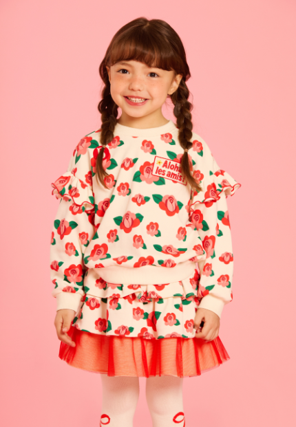 BEBE DE PINO All over camellia ruffle tutu skirt