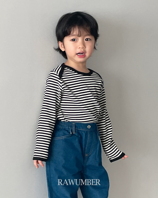 RAWUMBER Stripe binding shoulder t-shirt