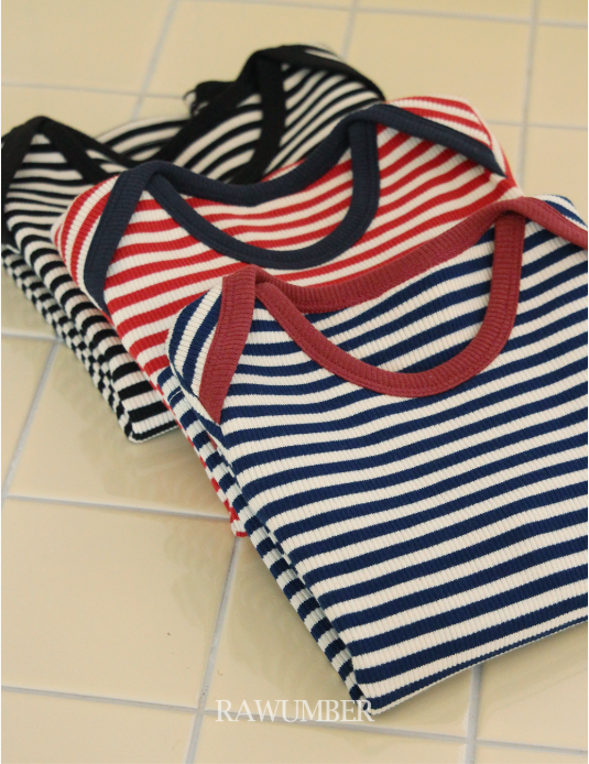 RAWUMBER Stripe binding shoulder t-shirt
