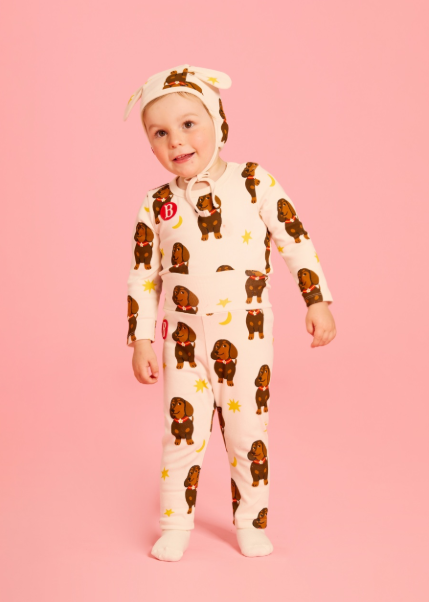 BEBE DE PINO All over dachshund baby bodysuit set