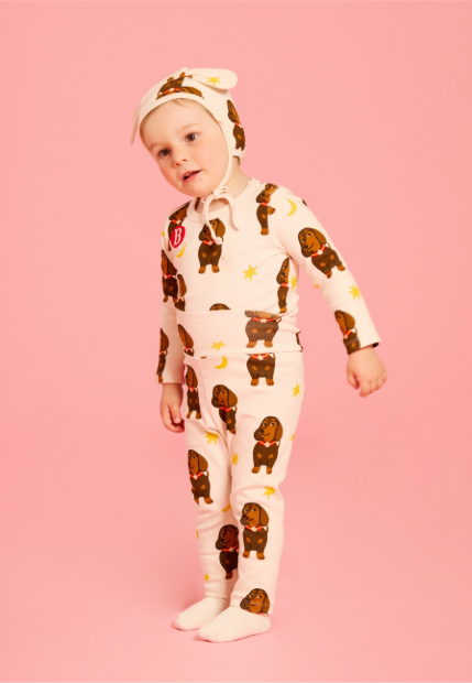 BEBE DE PINO All over dachshund baby bodysuit set