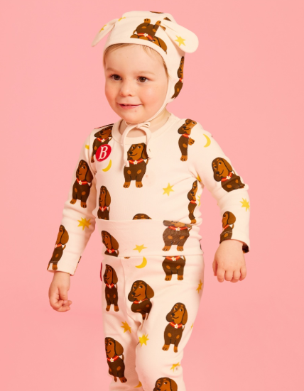 BEBE DE PINO All over dachshund baby bodysuit set
