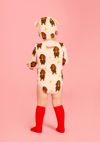 BEBE DE PINO All over dachshund baby bodysuit set