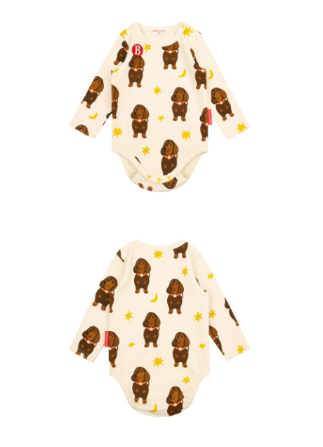 BEBE DE PINO All over dachshund baby bodysuit set