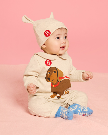 BEBE DE PINO Dachshund newborn overall set