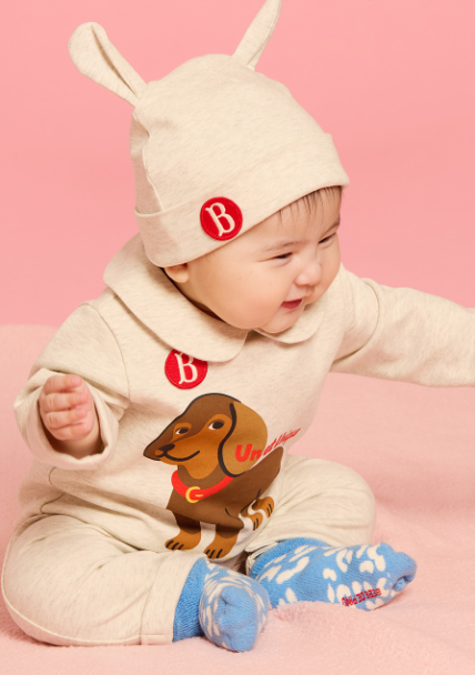 BEBE DE PINO Dachshund newborn overall set