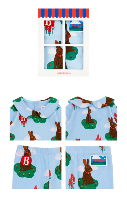 BEBE DE PINO All over rabbit baby bodysuit set