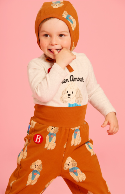 BEBE DE PINO All over poodle baby bodysuit set