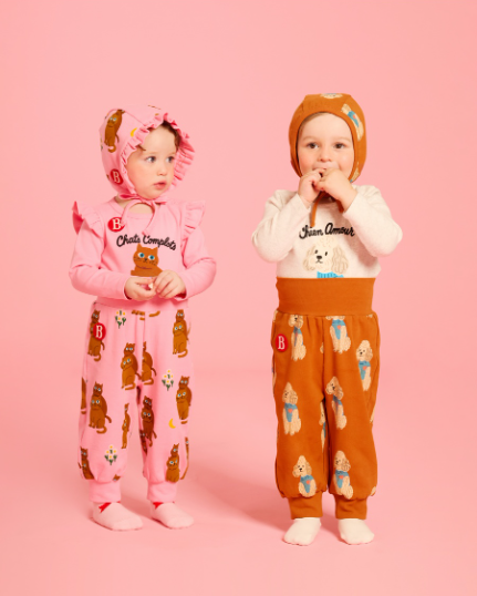 BEBE DE PINO All over poodle baby bodysuit set