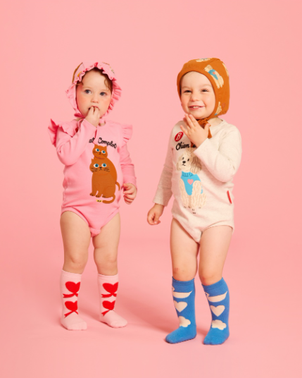 BEBE DE PINO All over poodle baby bodysuit set