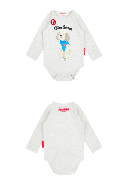 BEBE DE PINO All over poodle baby bodysuit set