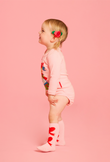 BEBE DE PINO Heart ribbon knee socks
