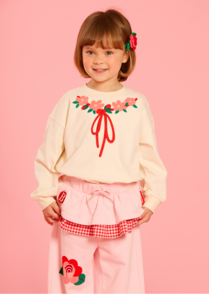 BEBE DE PINO Flower garland long sleeve tee