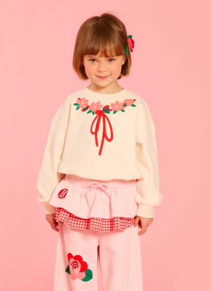 BEBE DE PINO Flower garland long sleeve tee