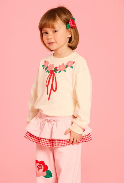 BEBE DE PINO Flower garland long sleeve tee
